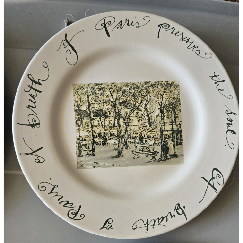 Rosanna For World Market Paris Salad Plates Set 4 Eiffel Tower French Script - Picture 3 of 8
